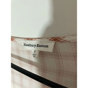 Newberry Kustom Orange Plaid Gingham 3/4 Sleeve Cropped Blouse